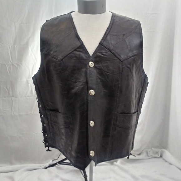 Diamond Plate Buffalo Leather Vest 2XL - Picture 6 of 8